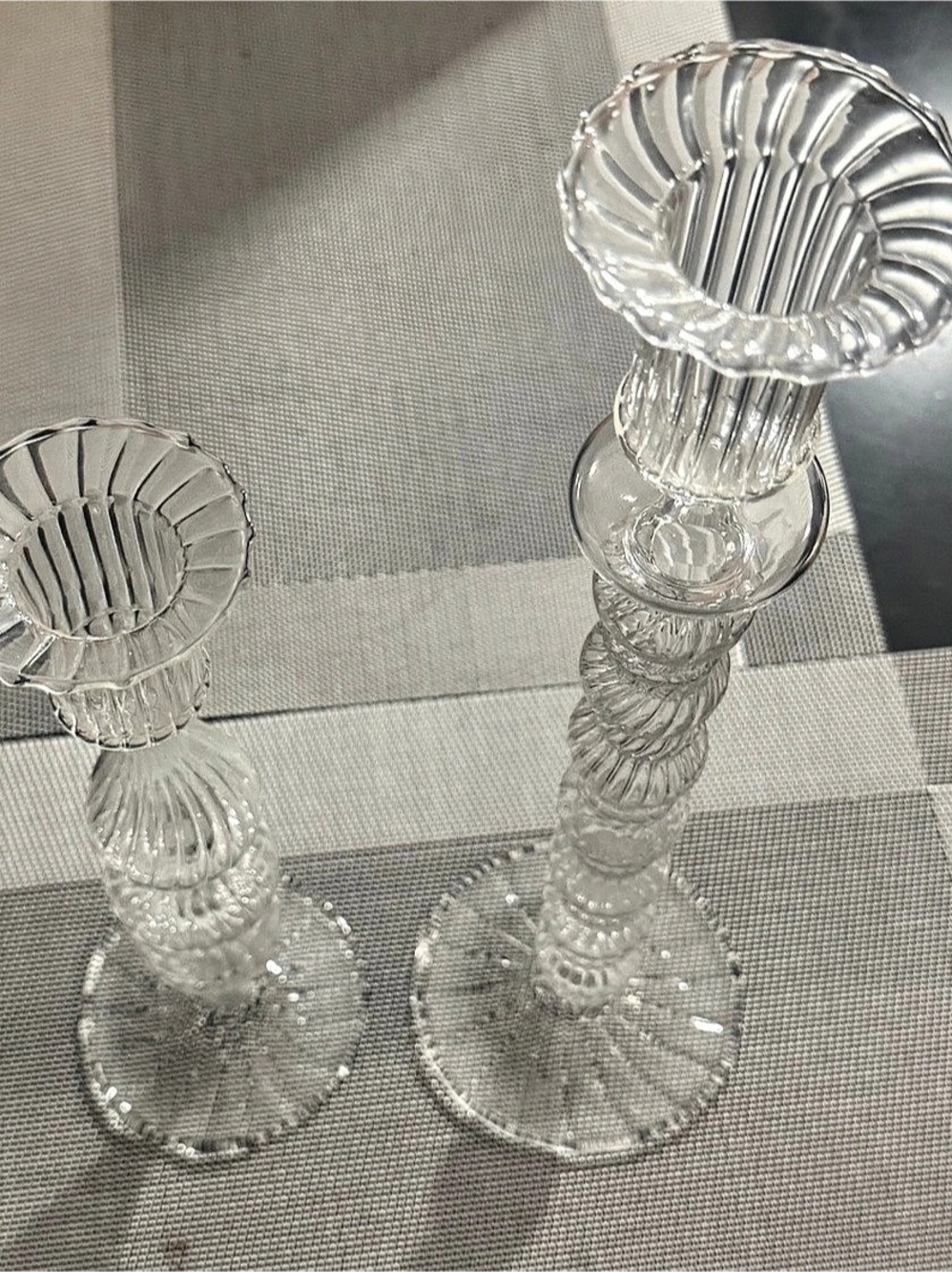 Vintage Glass Candlestick Set